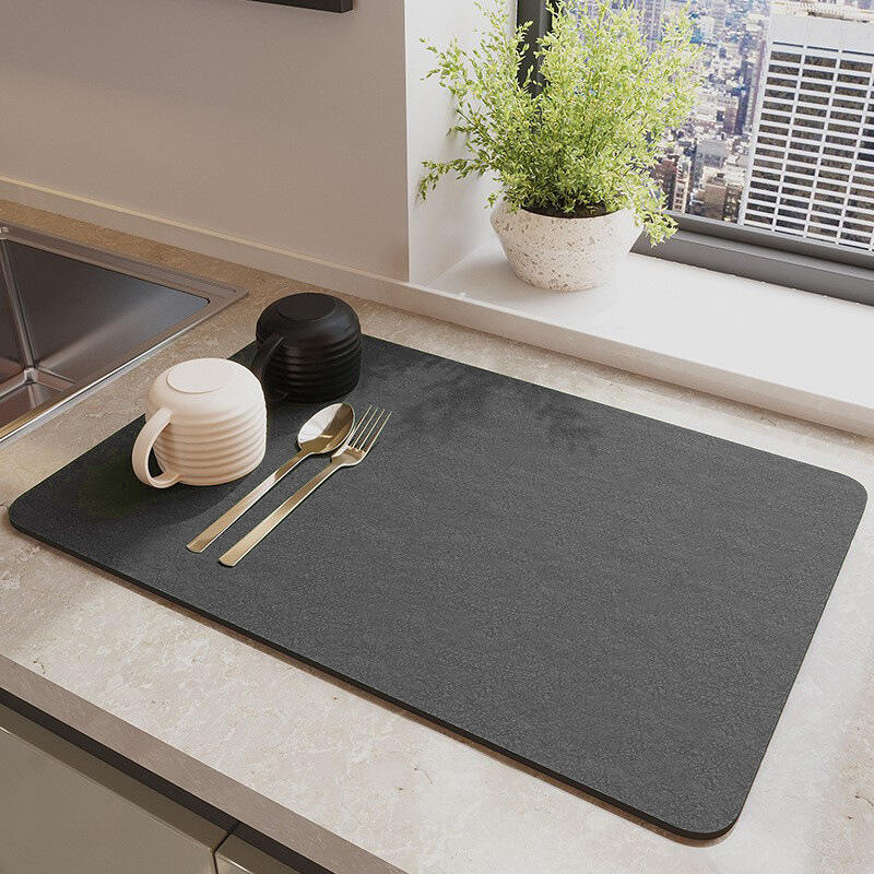 Küchenarbeitsplatten-abtropfmatte, Hoch Saugfähige Und Fleckenabweisende Gummimatte (dunkelgrau, 40 Cm X 60 Cm)