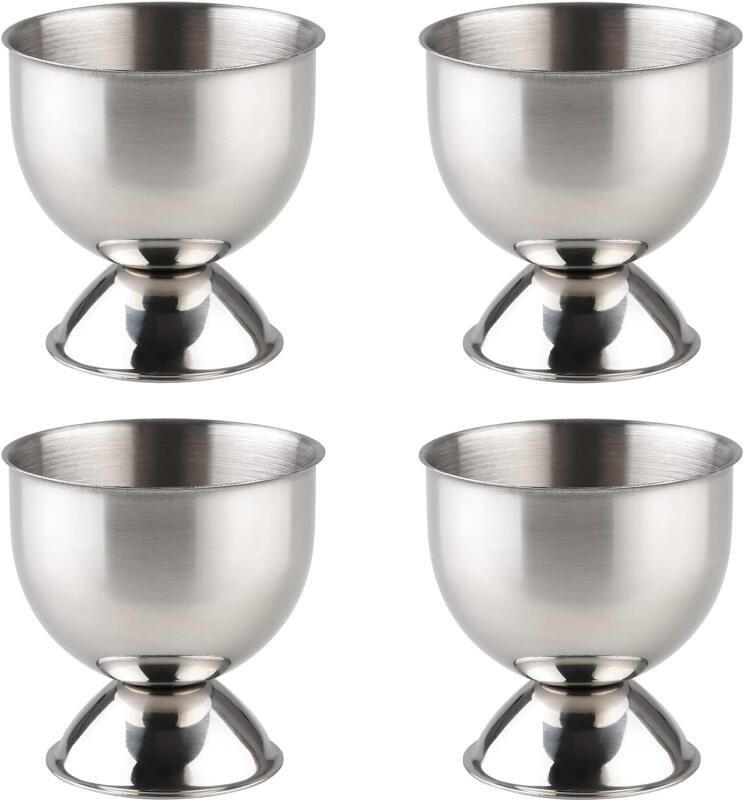 Set Mit 4 Eierbechern, Geeignet Für Eier, Eierablage Aus Edelstahl, Küchenutensil, 4,8 X 4,7 Cm, Silber.