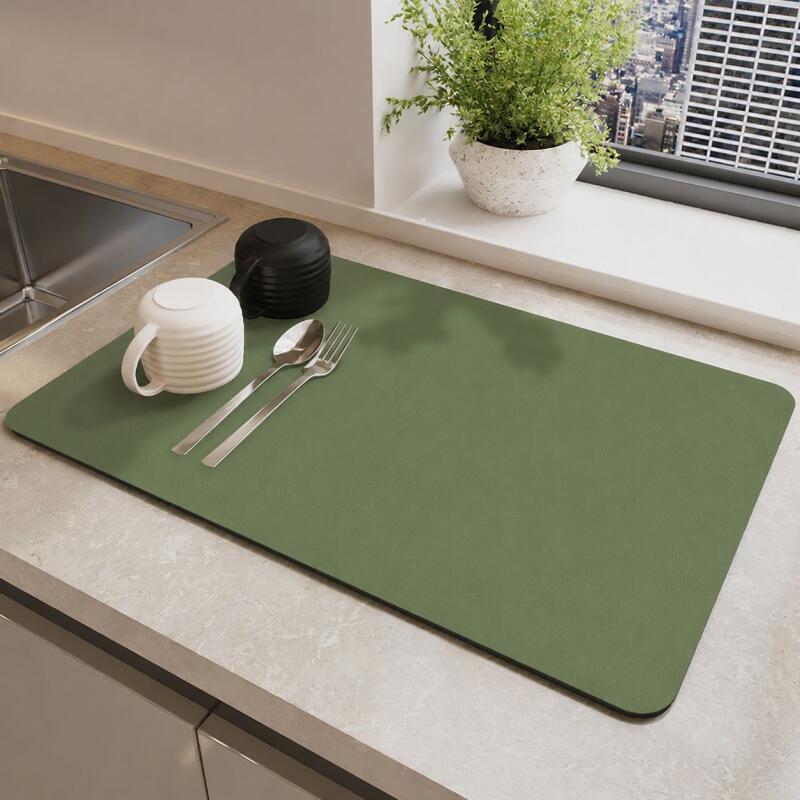 Abtropfmatte Für Küchenarbeitsplatten, Hoch Saugfähige Und Fleckenabweisende Gummimatte (grün, 40 Cm X 60 Cm)