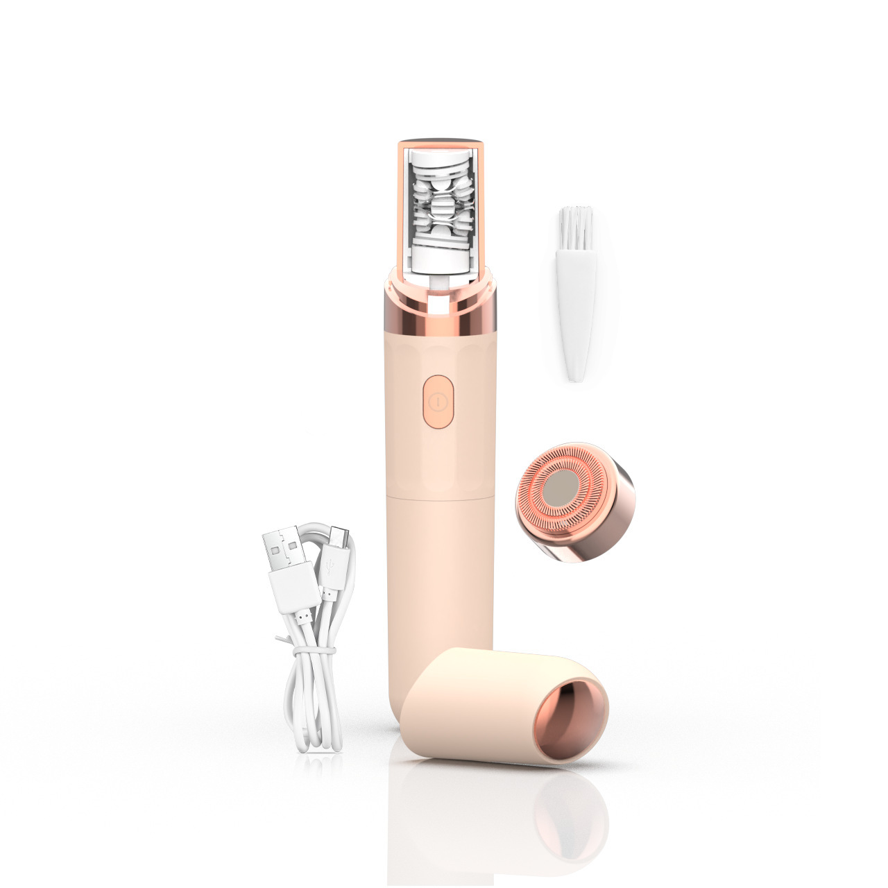 Wiederaufladbarer Gesichtshaartrimmer Per Usb, Geeignet Für Ohr- Und Nasenhaare, 2 In 1, Pink (1 Stück).
