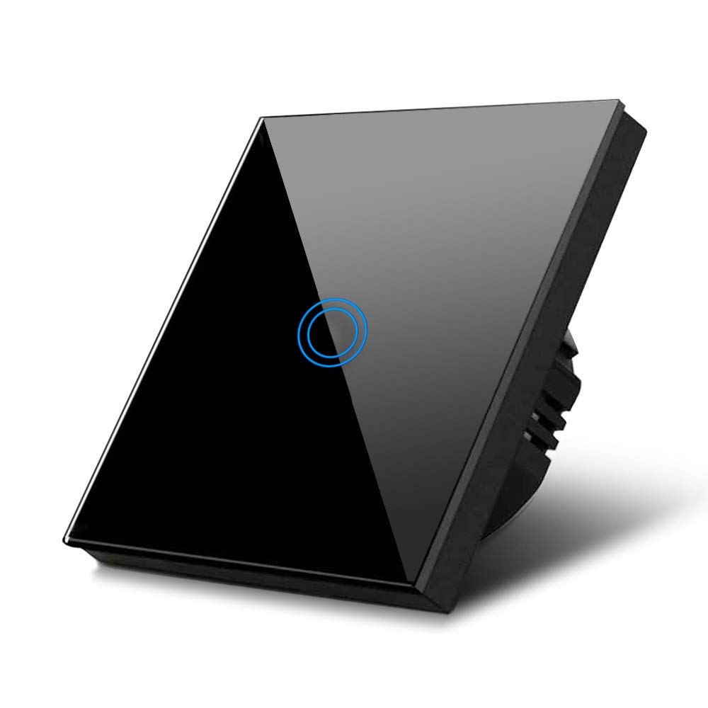 Stilvoller Und Moderner Touch-led-adapter Mit Touch-bedienfeld Aus Gehärtetem Glas (schwarz, Einzelschalter, 1 Bedienfeld).