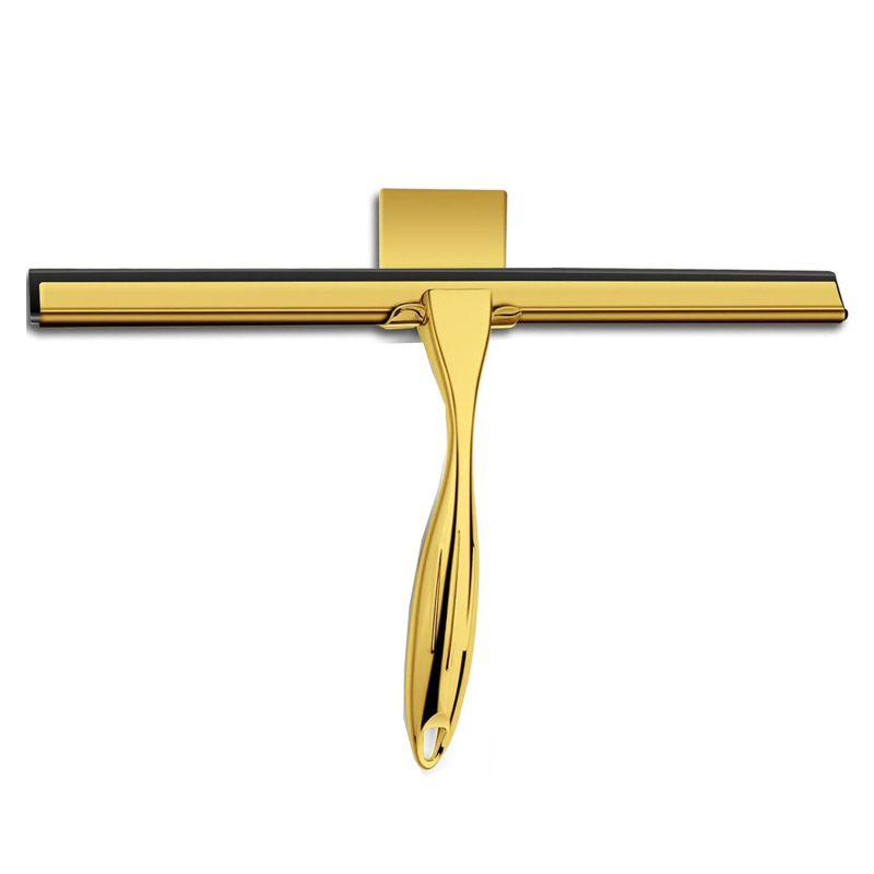 Edelstahl-abzieher Für Duschräume, Autoscheiben Und Küchen, 10 Zoll + Quadratische Klebehaken, Gold (1 Stück).