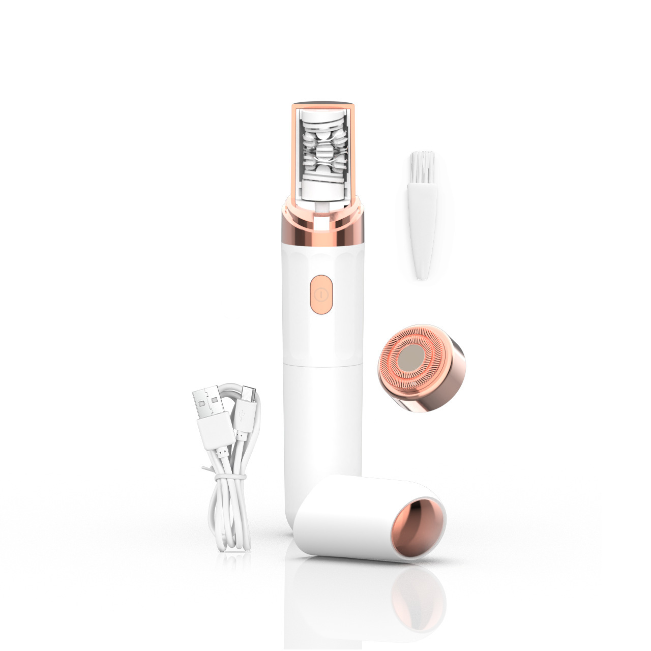 Wiederaufladbarer Gesichtshaartrimmer Per Usb, Geeignet Für Ohr- Und Nasenhaare, 2 In 1, Weiß (1 Stück).