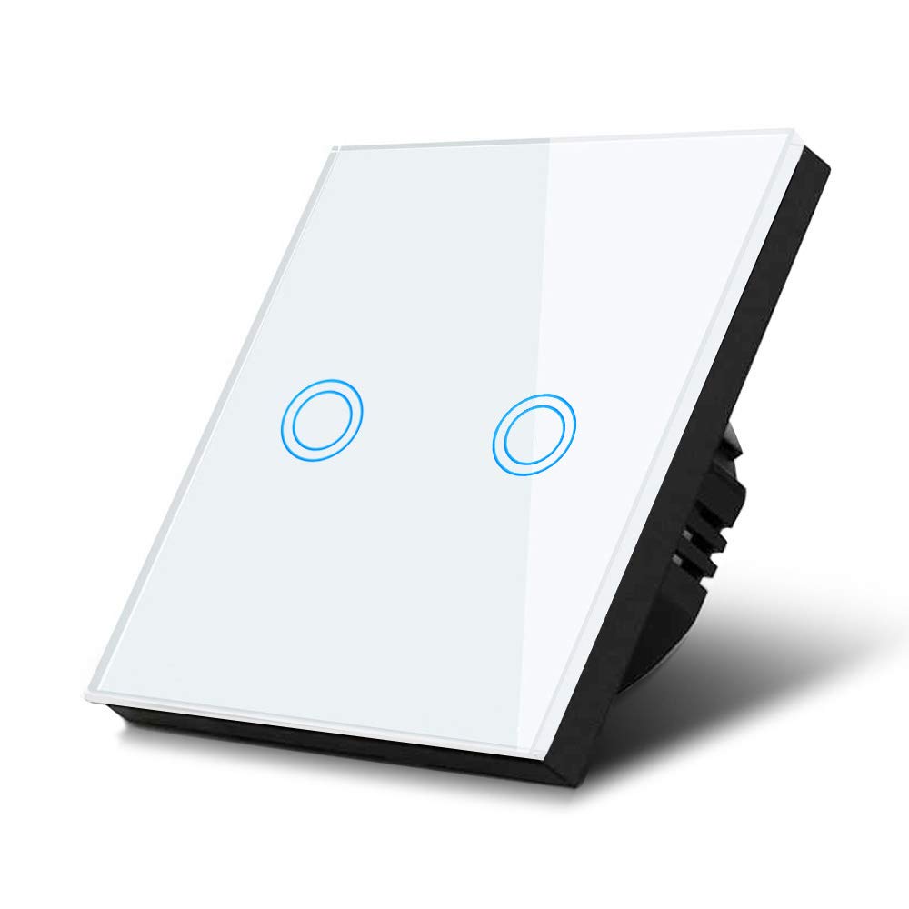 Stilvoller Und Moderner Touch-led-adapter Mit Touch-bedienfeld Aus Gehärtetem Glas (weiß, Doppelschalter, 1 Bedienfeld).
