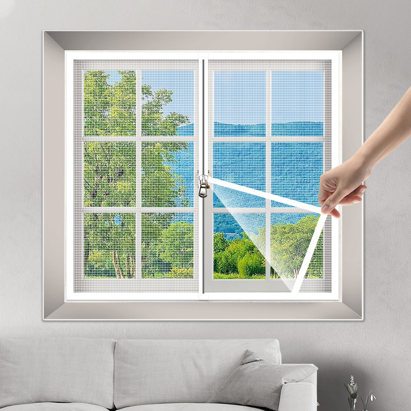 Selbstklebendes Moskitonetz Für Fenster, Insektenschutzgitter Mit Reißverschluss, Feinmaschig, 100 X 100 Cm, Weiß