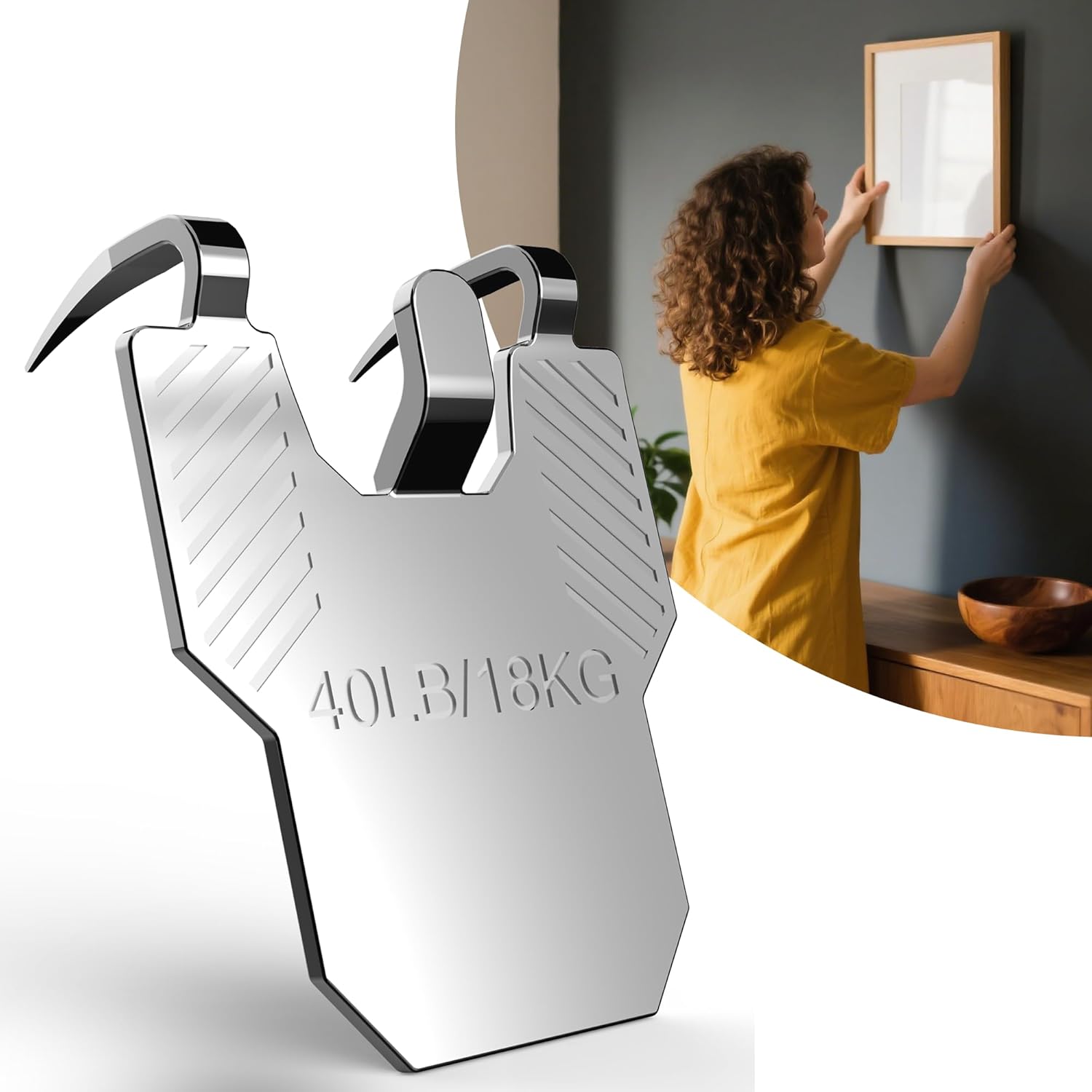 20 Placo Bilderhaken Ohne Bohren (max. 18 Kg) – Wandbefestigung Mit Krallen Für Schwere Rahmen, Spiegel Und Dekoration – Sofortige, Werkzeuglose Montage, Minimale Beschädigung Der Trockenbauwand