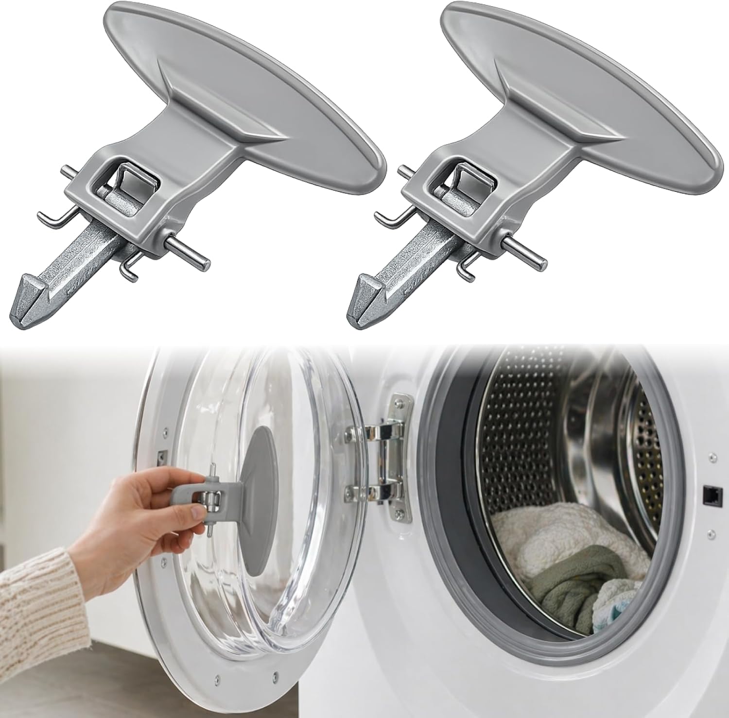 Komplettes Türgriffset Für Waschmaschinen (2-teiliges Set, Kompatibel Mit Wd-n80090u) – Ersatz- Und Reparaturteile Inklusive Montagezubehör.