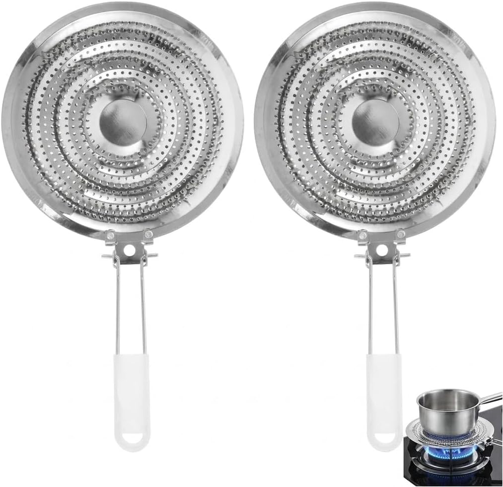 Edelstahl-hitzeverteiler-set (2er-set) Für Gasherde, Simmerplatte, Kratzfest, Robuster Schutz Für Pfannen Und Töpfe, Für Die Küche