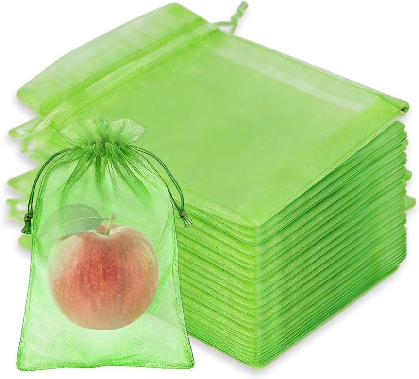 100 Stück Schützende Obstbeutel, 15 X 20 Cm Organzabeutel, Atmungsaktiv Und Lichtdurchlässig Mit Kordelzug, Obstnetze Zum Schutz Von Pflanzen Vor Vögeln Und Insekten