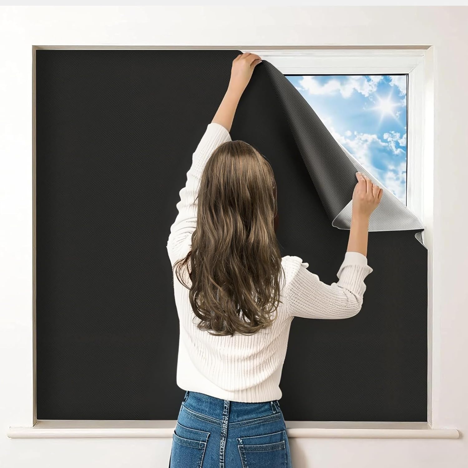 Verdunkelungsvorhang Ohne Bohren, Sonnenschutz Für Dachfenster 200 X 145 Cm, Tragbarer Verdunkelungsvorhang Für Reisen, 100% Verdunkelungsstoff Mit Sonnenschutz Für Dachfenster.
