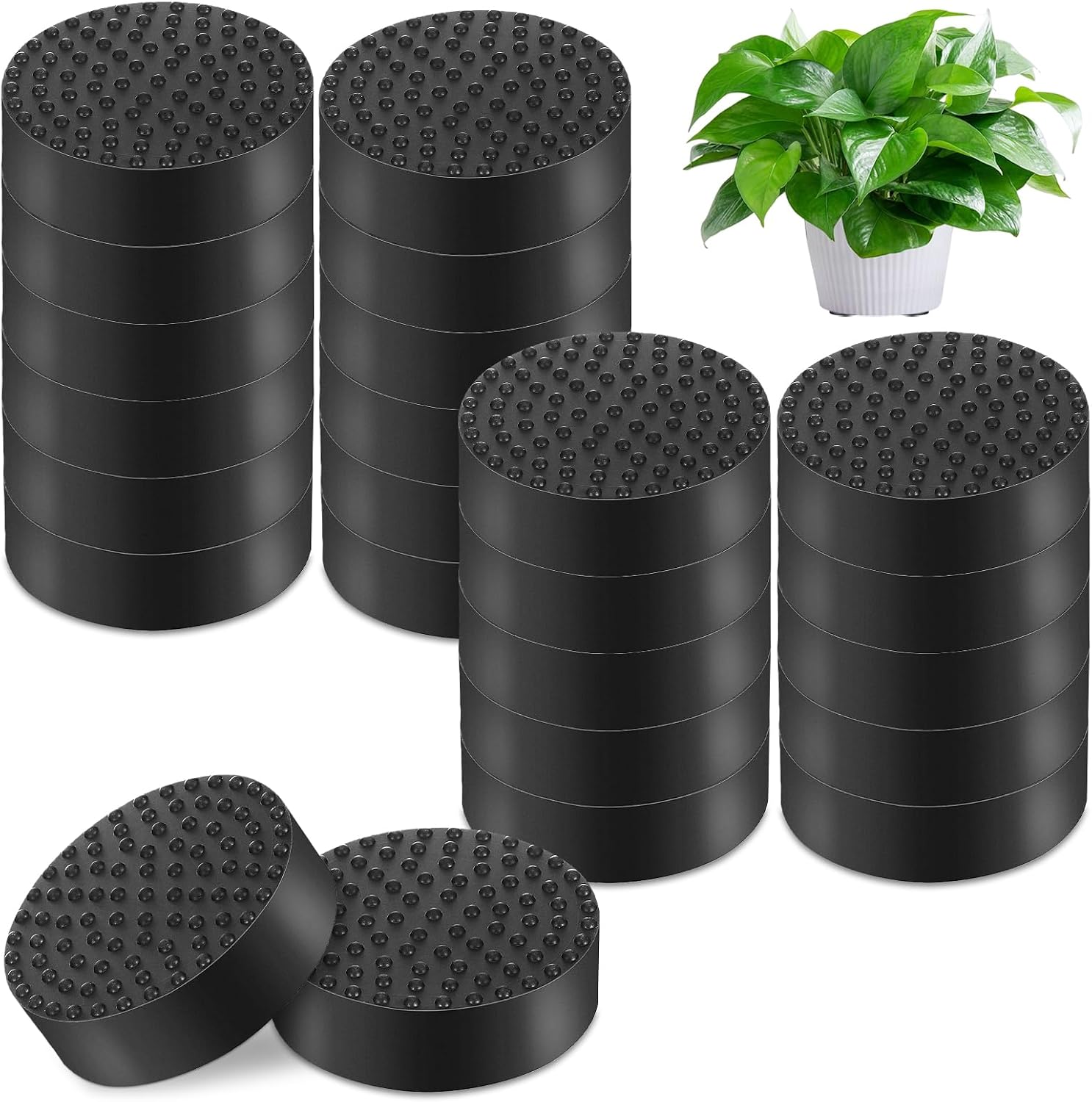 Set Mit 24 Unsichtbaren Blumentopffüßen Zur Drainage Und Zum Schutz Von Innen- Und Außenböden, Topfuntersetzer Aus Vollgummi Für Zimmer- Und Gartenpflanzen, Möbel (schwarz)
