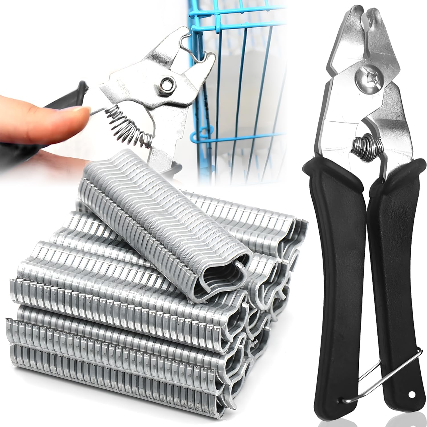 Schweineringclip Mit 1200 M-clips Drahtgitterclip Für Käfige Clip-set Mit 1200 M-clips Mehrzweck-schweineringclip Zur Sicherung Von Käfigen Und Zäunen