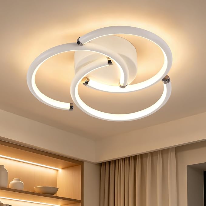 Gbly Led Deckenleuchte Küche Deckenlampe 24w 3000k Warmweiß Modern Weiß Ringe Design Metall Für Schlafzimmer Flur Esszimmer Kinderzimmer Büro