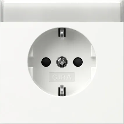 Gira Schuko-steckd. Bsf + Sp Flächenschalter Reinweiß [446270], 4462 70