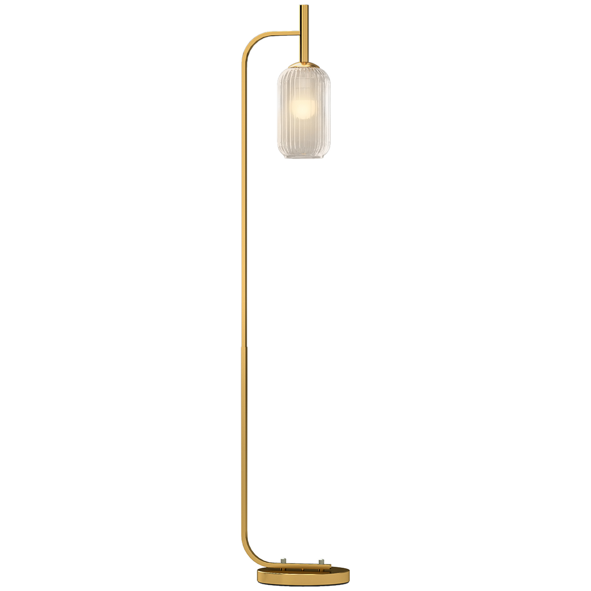 Stehlampe Wohnzimmer Mit Strukturiertem Glasschirm, Fußschalter, Metallgestell, 29 X 25 X 152 Cm, Goldfarben