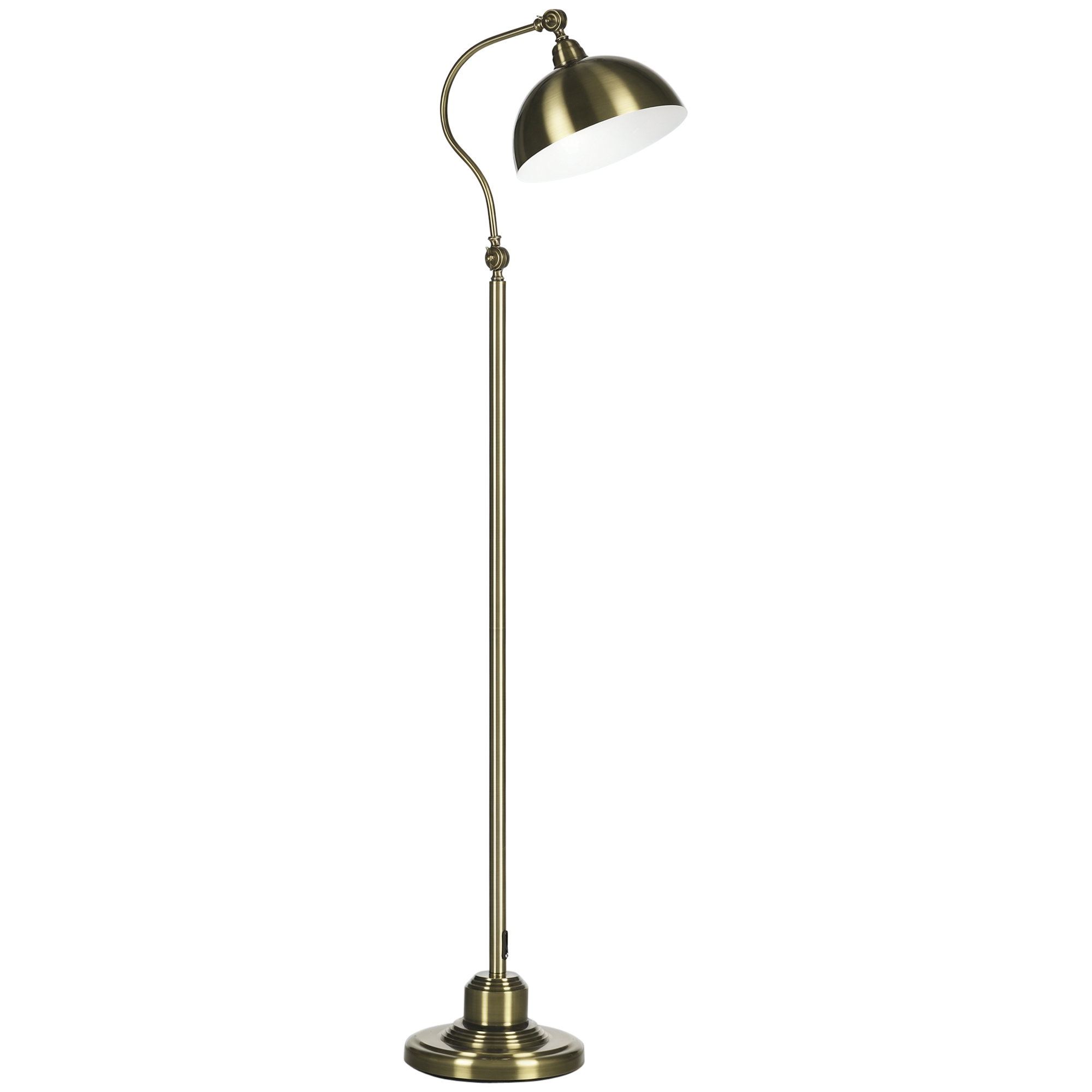 Stehlampe Wohnzimmer Retro Mit Verstellbarem Lampenschirm Und Fußschalter 42 X 25,5 X 152 Cm Messingoptik