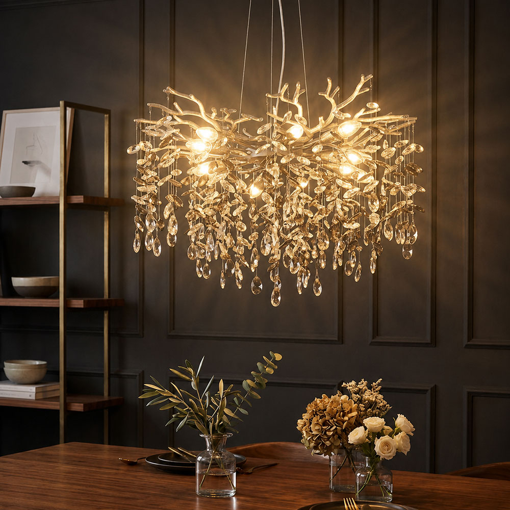 Led Pendelleuchte Kronleuchter Hängeleuchte Silber Glaskristalle Rauchfarben H 120cm