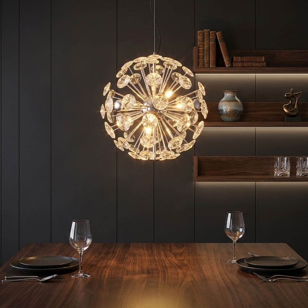 Hängeleuchte Pendelleuchte Esszimmerlampe Höhenverstellbar Silber Metall Ø 45 Cm