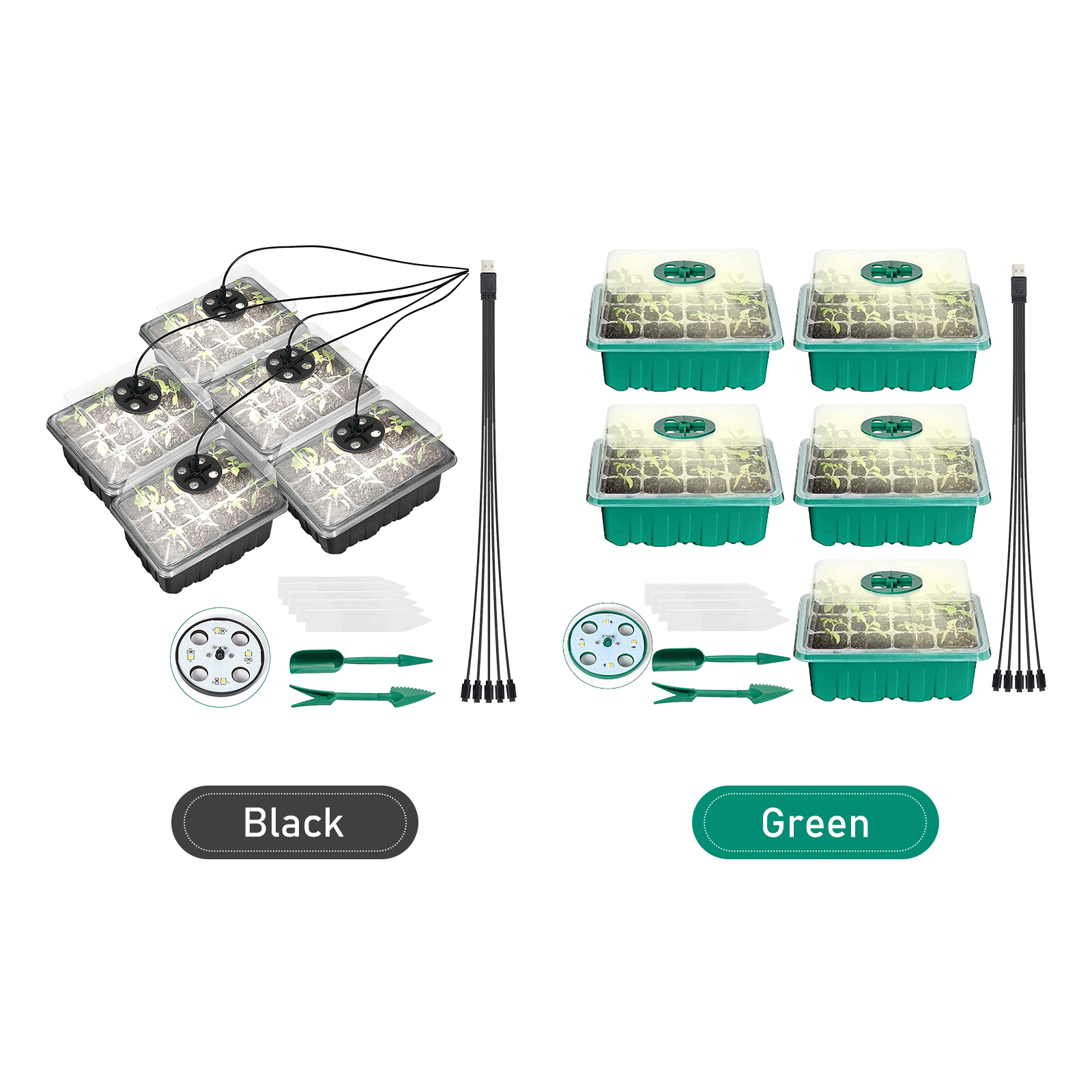 5-teiliges Bio-keimungsset Mit Gartenbaulampen, Inklusive 60 Zellen, 5 Etiketten Und 2 Umpflanzwerkzeugen.