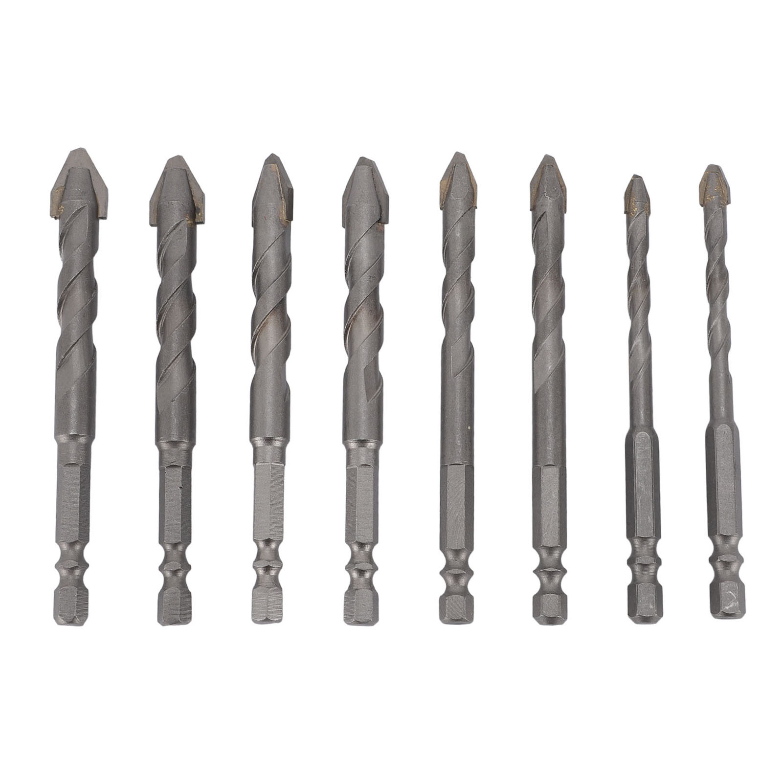 Set Mit 8 Hochfesten, Multifunktionalen, Hartmetallbestückten, Spiralförmigen Exzenterbohrern Mit Sechskantschaft Und Schrägem Kopf Für Wände Und Fliesen