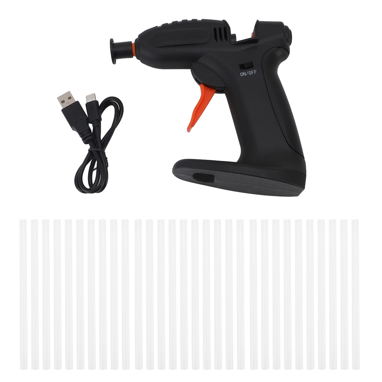 Schwarze, Kabellose Heißklebepistole, Wiederaufladbar Über Usb 3,7 V, Schnelles Aufheizen, Heimwerkerwerkzeug Mit 30 Klebesticks Für Reparaturen