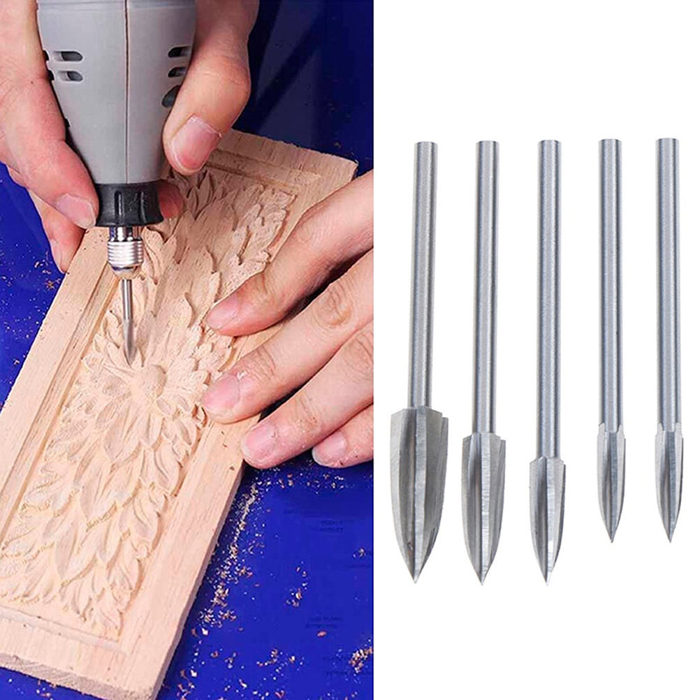 Set Mit 5 Holzschnitz- Und Gravurbohrern, Fräs- Und Wurzelschnitzwerkzeugen Für Heimwerkerprojekte