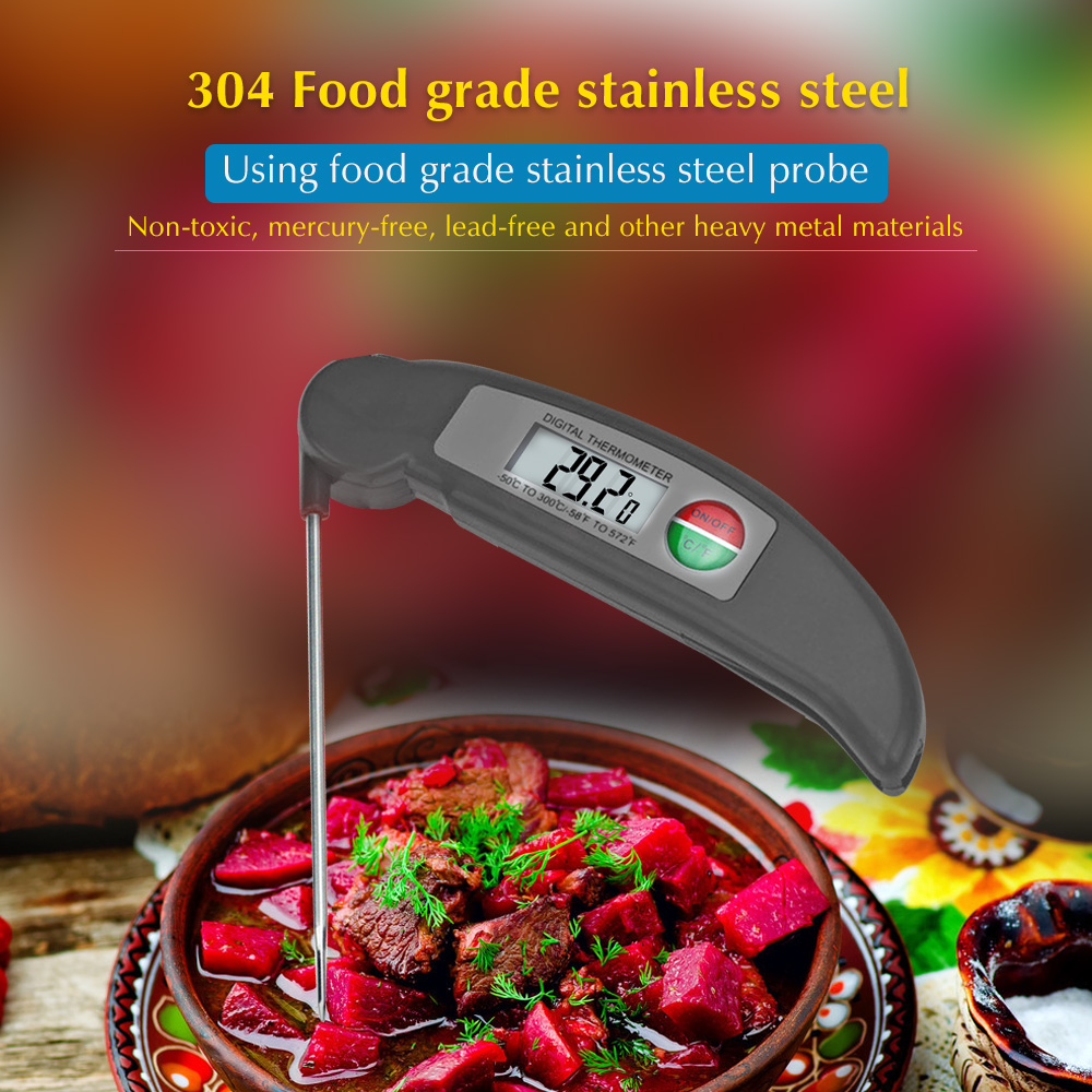 Digitales Küchenthermometer Mit Sofortanzeige, °c/°f-umschaltung Und Extra Langer Sonde Für Süßigkeiten, Grillgut, Räucherwaren, Fleisch, Öl, Milch Und Joghurt.