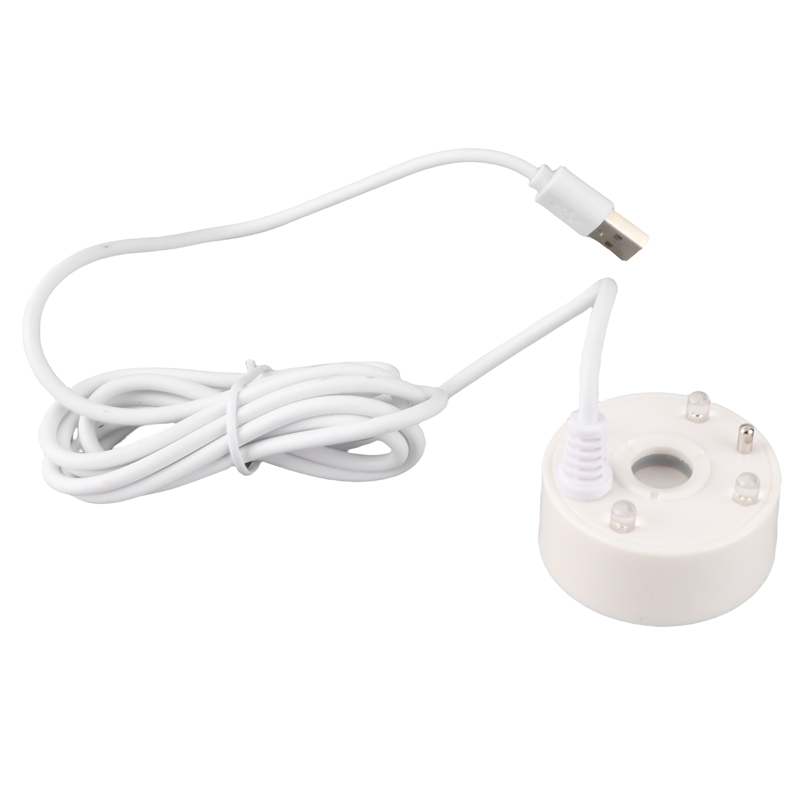 Usb-sprühbrunnen Mit 5v-farb-led-leuchten Und Ultraschallzerstäuber Für Teiche, Steingärten, Aquarien Und Spülbecken (weiß)