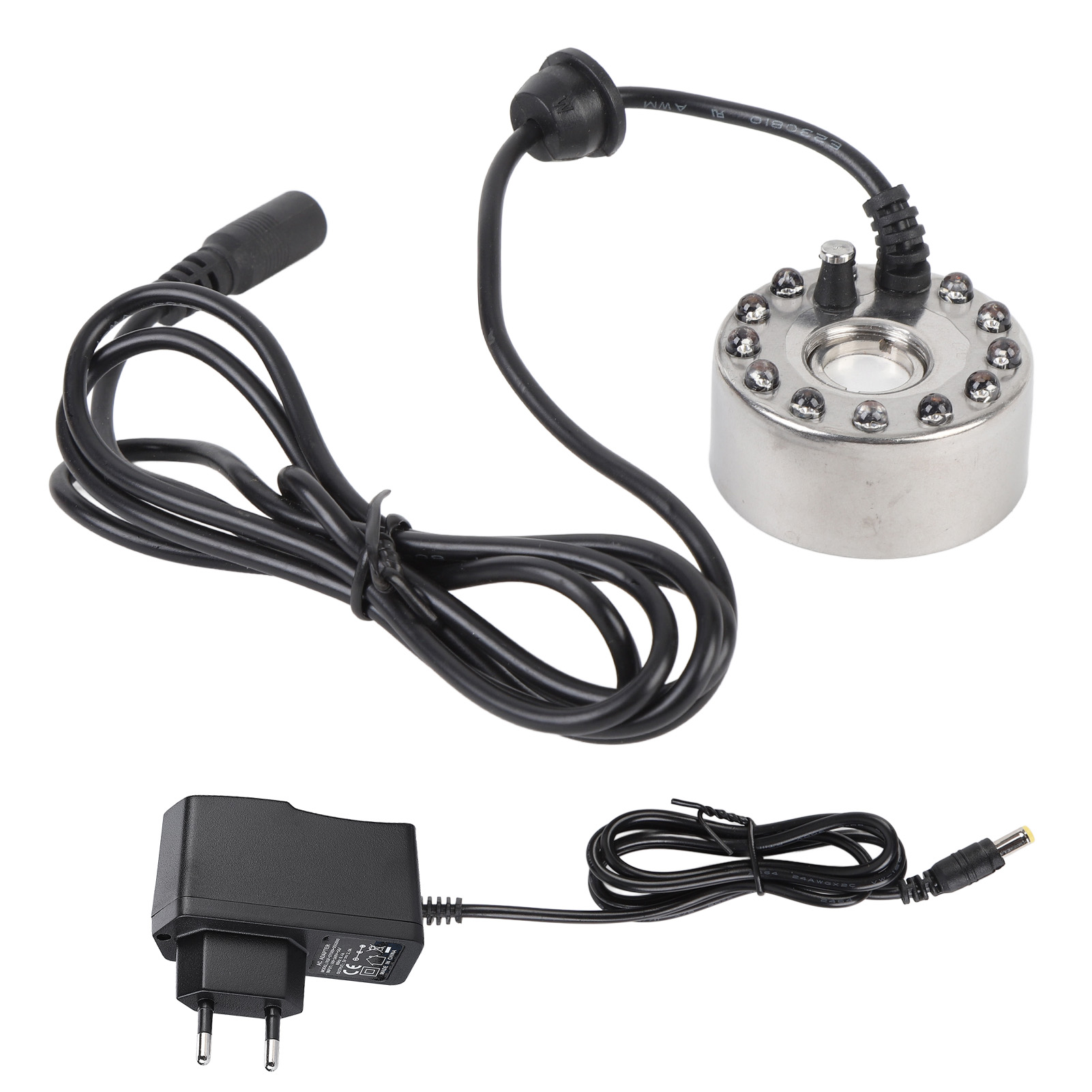 Nebel-/wasserfontäne Mit Zerstäuber Und 12 Farbigen Leds, 16 Mm Zinklegierungsplatte, Eu-stecker
