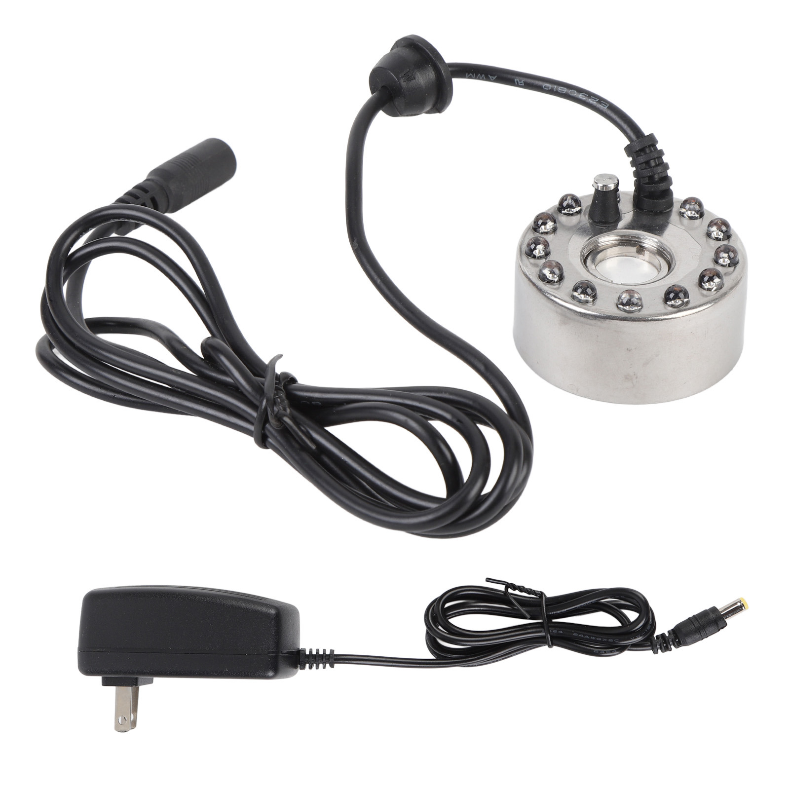 Nebel-/wasserfontäne Mit Zerstäuber Und 12 Farbigen Leds, 16 Mm Zinklegierungsplatte, Us-stecker