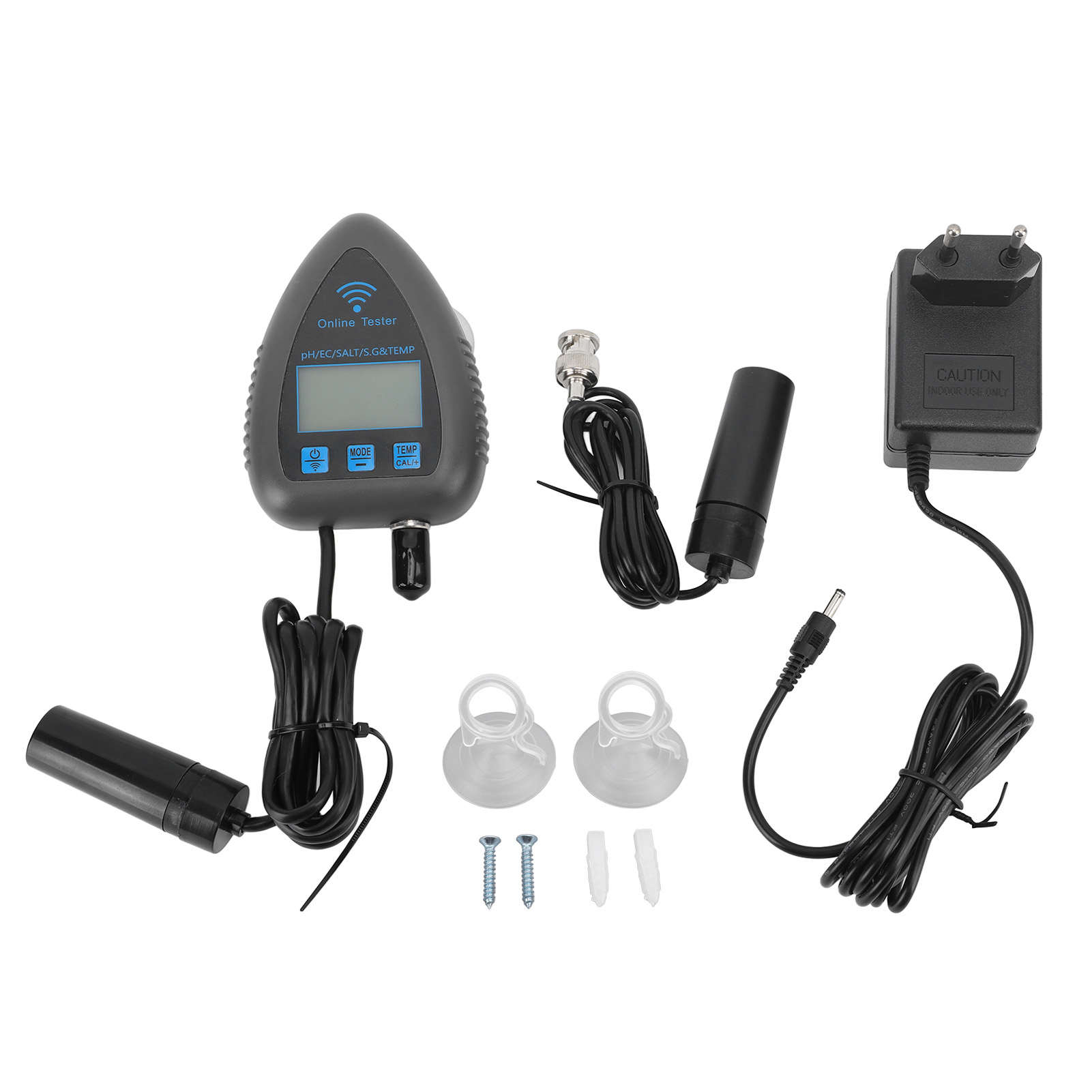 Mini-wasserqualitätsmonitor Mit 5 Funktionen (ph-wert, Elektrische Leitfähigkeit, Salzgehalt, Spezifisches Gewicht, Temperatur) Mit Integriertem Wlan Und Dauerbetrieb. Kompatibel Mit Tuya (110-v-us-st