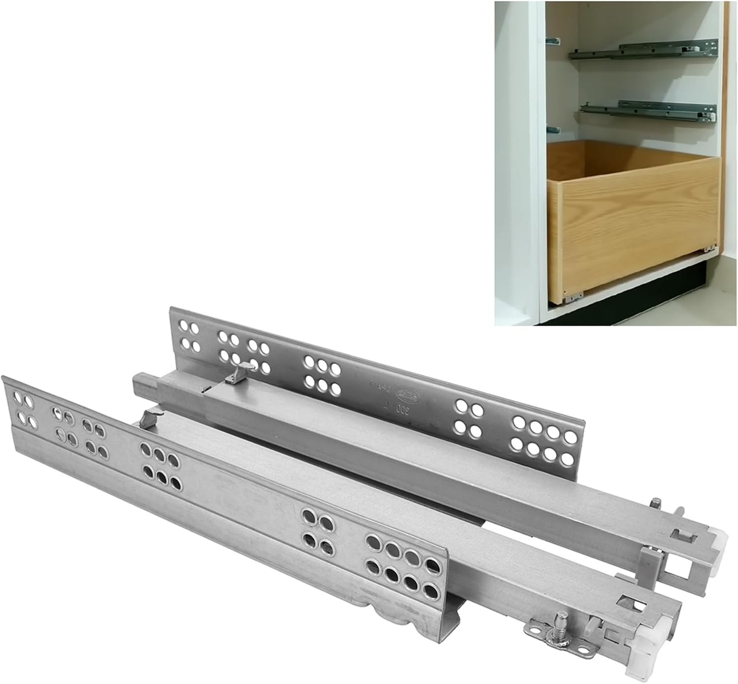 Set Mit 2 Verzinkten Stahl-schubladenschienen Für Möbel, Kommoden Oder Kleiderschränke Teilauszug Mit Automatischem Einzug Tragkraft: 25 Kg/paar Abmessungen: 500 Mm