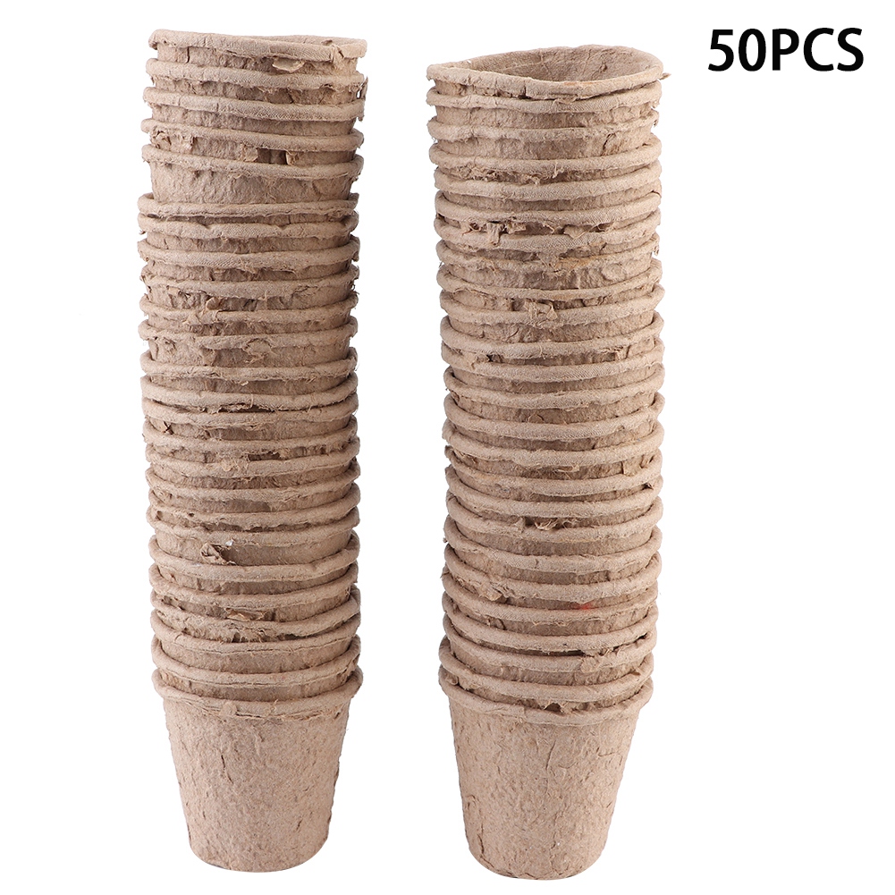 50 Runde, Biologisch Abbaubare Töpfe Aus Papierfaserstoff Und Torf (6 X 6 Cm) Für Anzucht Und Gartenbau