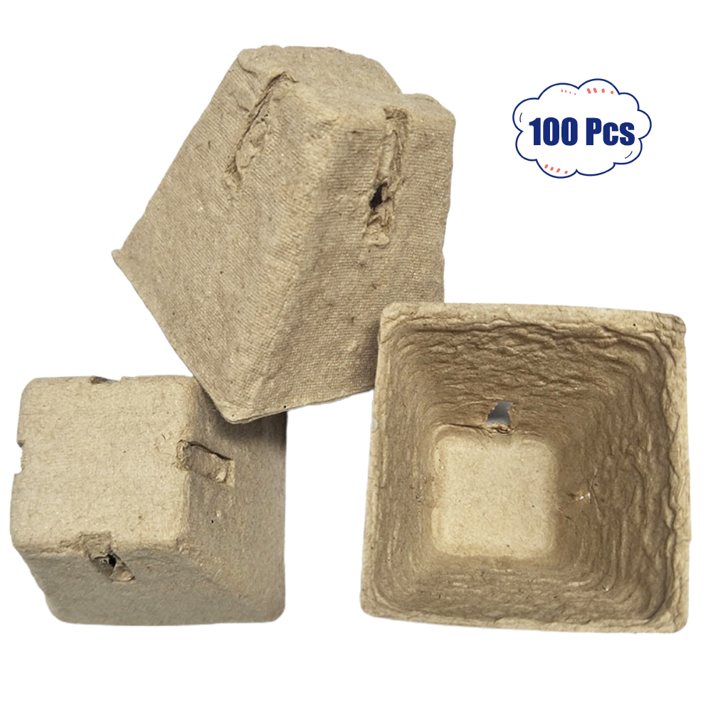 100 Einweg-anzuchtschalen (6 X 6 X 6 Cm) Für Den Garten, Hergestellt Aus Biologisch Abbaubarem Papierbrei.