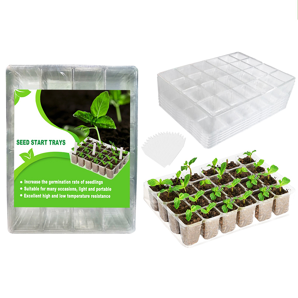 Set Aus 5 Transparenten Anzuchtschalen Aus Kunststoff Mit 24 Fächern Für Setzlinge, Blumen, Gemüse Und Obst.