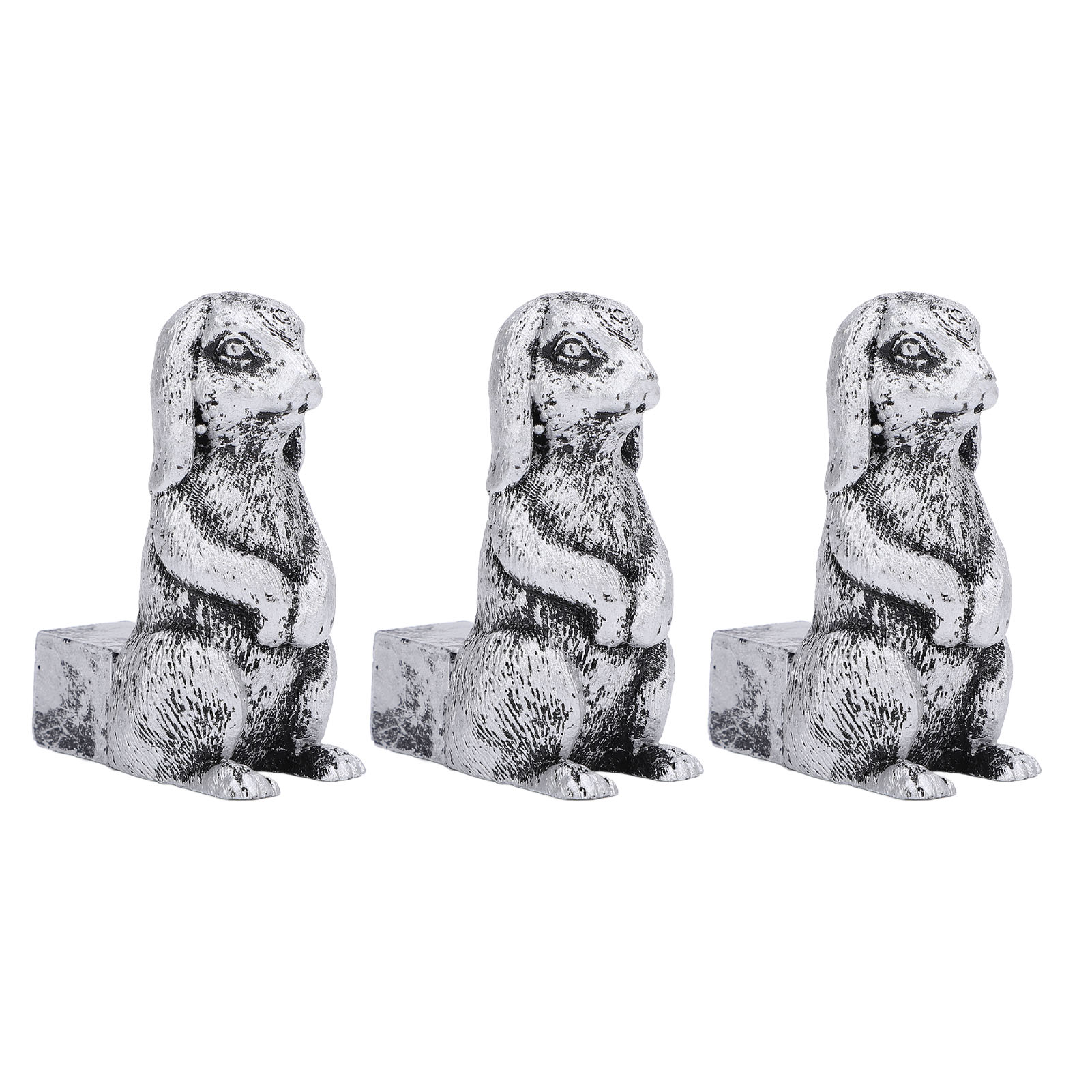 Set Aus 3 Dekorativen Blumentopfhaltern Aus Kunstharz, Die Tiere (kaninchen) Darstellen.