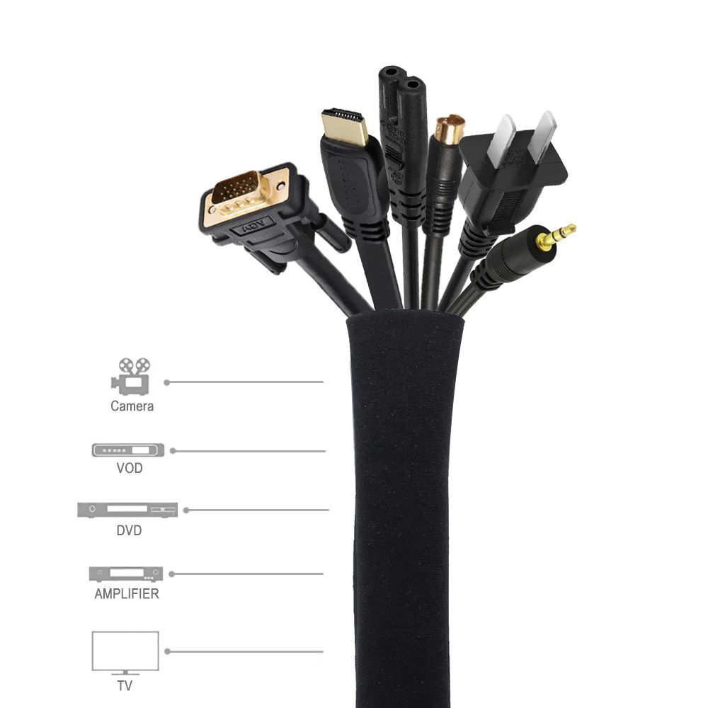 Neopren-kabelschutzhülle Mit Reißverschluss, 50 Cm, Für Fernseher, Computer Und Kühlschrank.