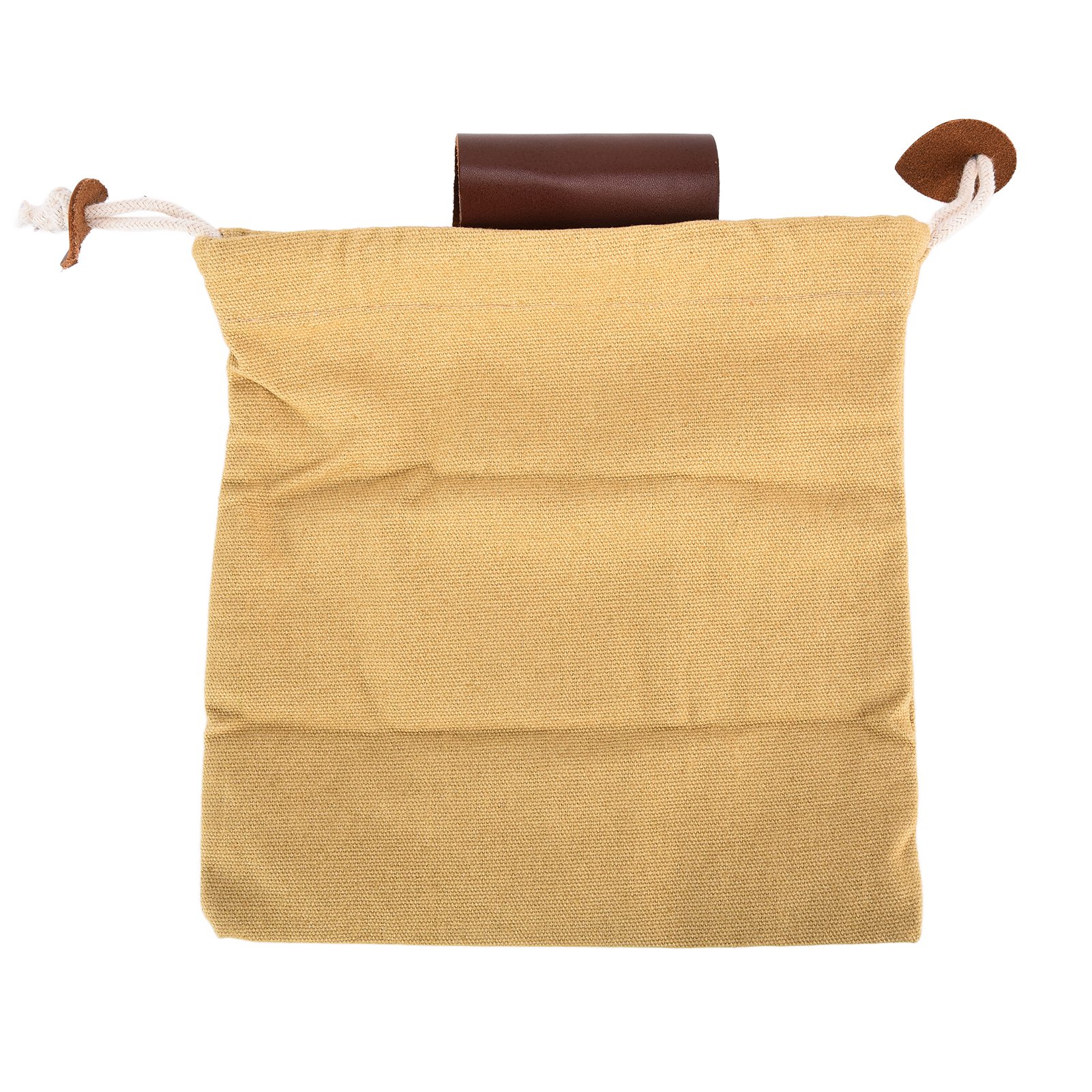 Pflücktasche Aus Leder Und Khakifarbenem Segeltuch, Ideal Zum Campen Und Für Die Obsternte.