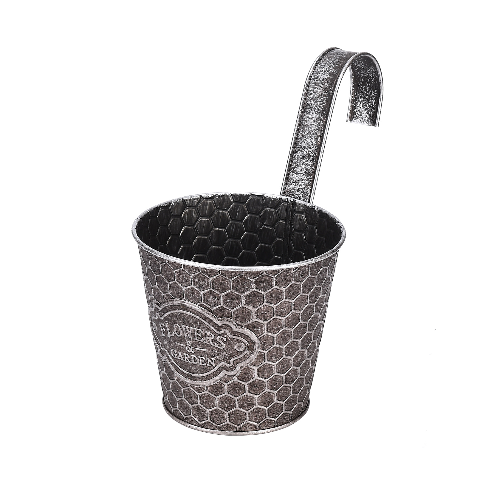 Wandmontierter Metallblumentopf Mit Vertikalem Rippenmuster