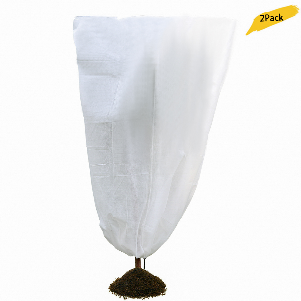 Set Aus 2 Weißen, Schützenden Pflanzenabdeckungen Mit Großer Öffnung, Wiederverwendbar Und Mit Kordelzug Für Den Garten.