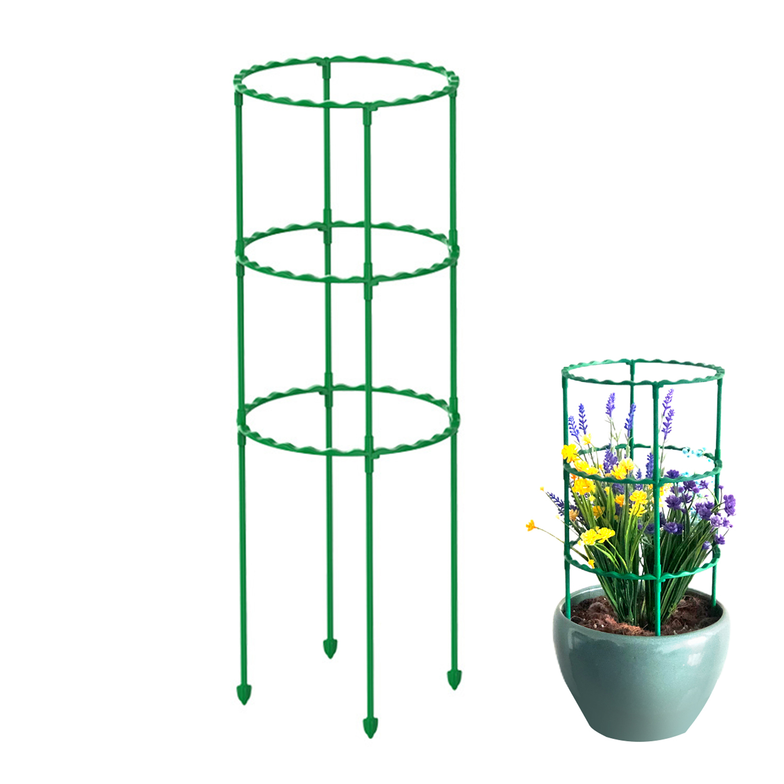 Ringförmige Pflanzenstütze, Kleine Stütze Für Topfpflanzen Im Freien, Grün, 55 Cm Hoch, Dreilagig