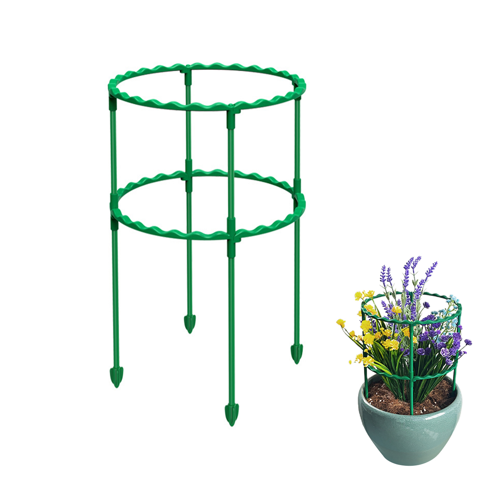 Ringförmige Pflanzenstütze, Kleiner Stützring Für Topfpflanzen Im Freien, Grün, 40 Cm Hoch, Zweilagig