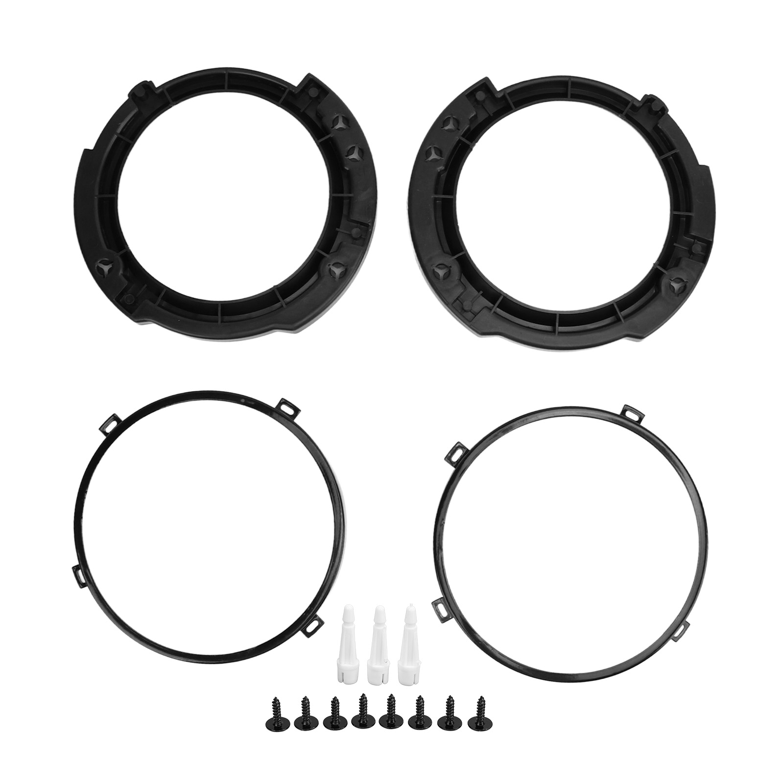 Set Mit 7 Runden Scheinwerfer-befestigungsringen Mit Metallring Für Jeep Wrangler Jk 2007-2017, Schwarz
