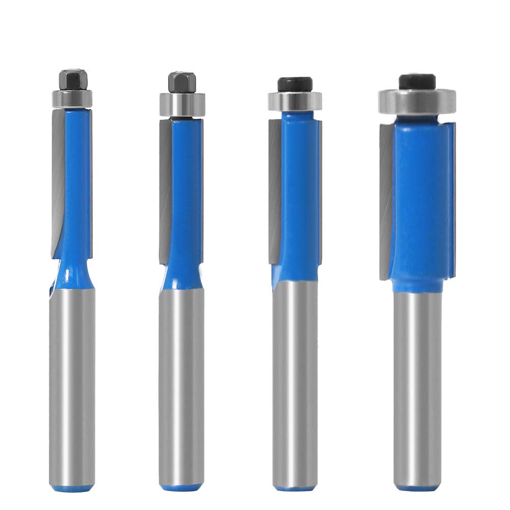 Set Mit 4 X 8 Mm Kopierfräsern, Holzbearbeitungsfräswerkzeuge, Mit Oberem Anlaufring, Bündigfräser
