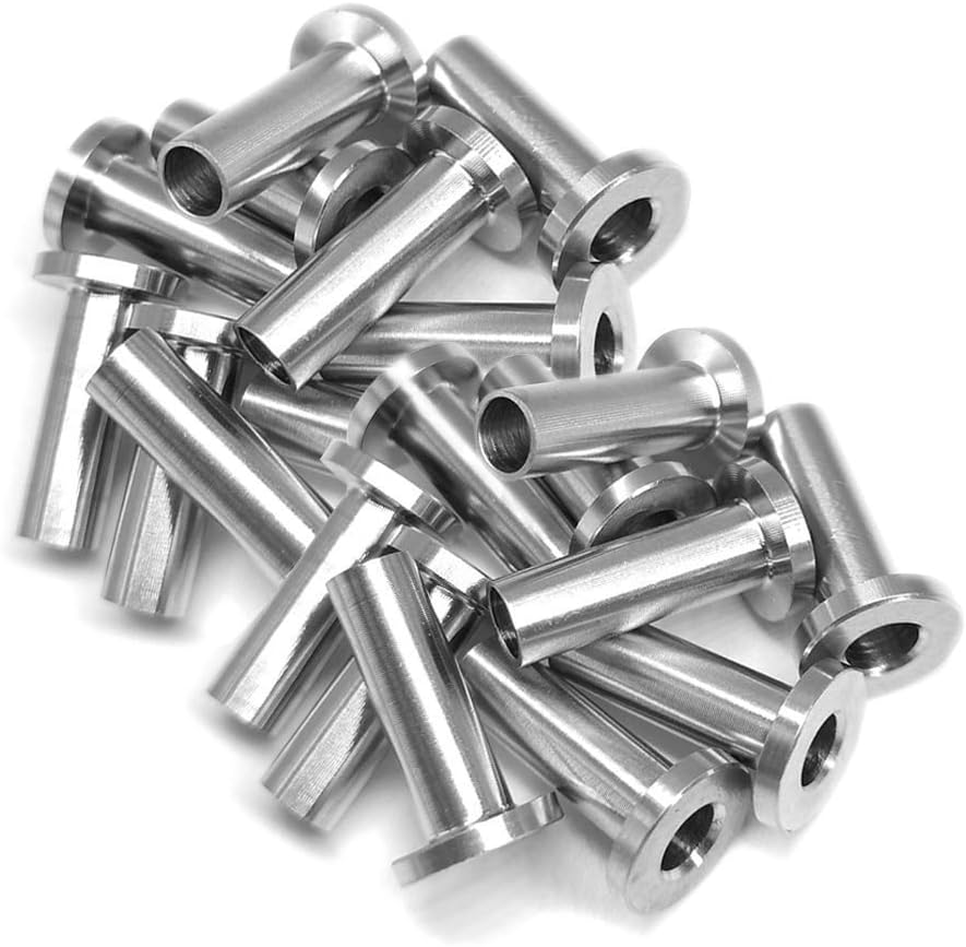 20 Edelstahl-schutzhülsen Für 3, 4 Und 4,8 Mm Kabel, Holzpfosten, Selbstmontagegeländer.