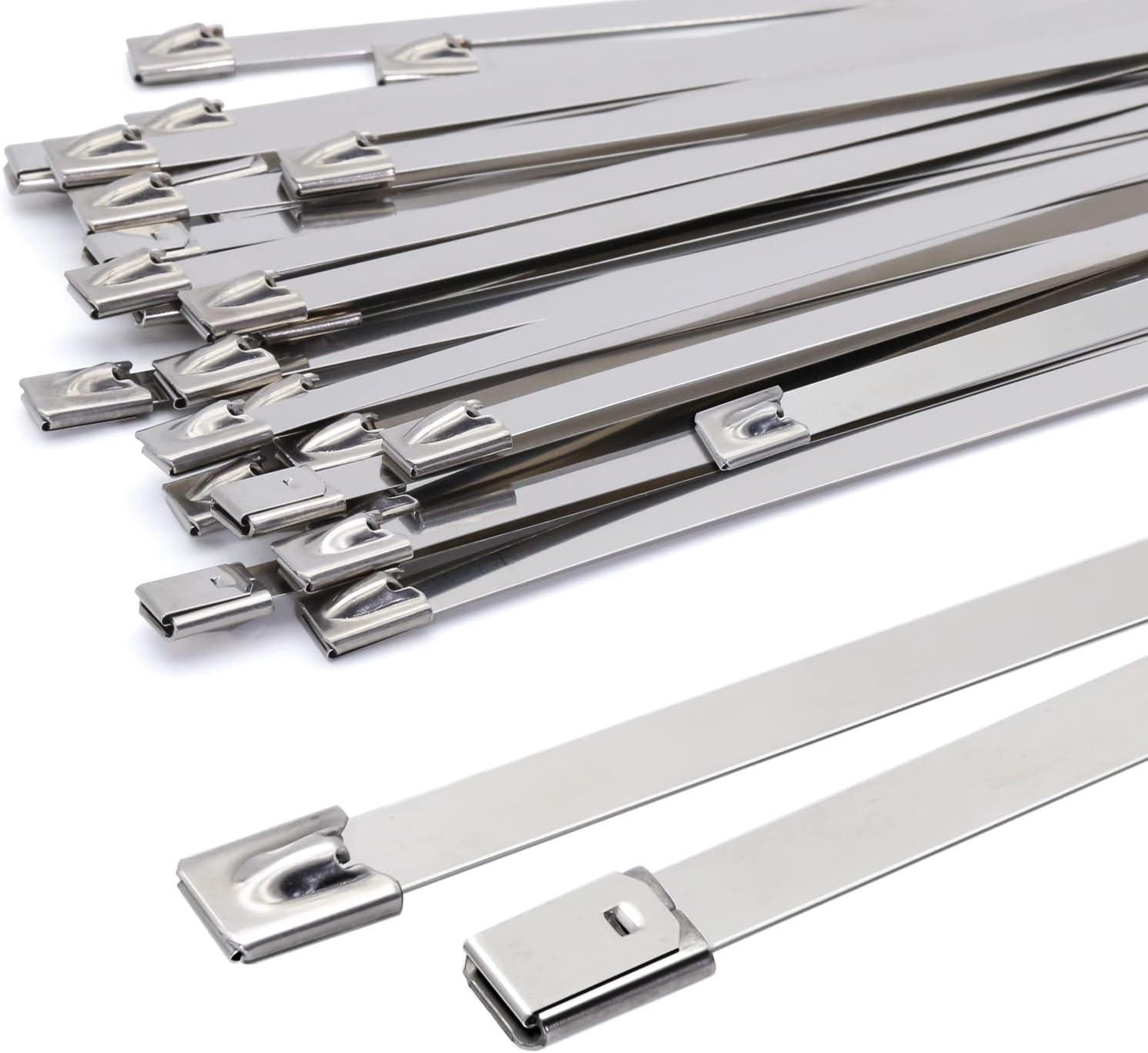 400 X 7,9 Mm Kabelbinder Aus Silberfarbenem Edelstahl, Hochfest – Tragkraft: 120 Kg, 100er-packung