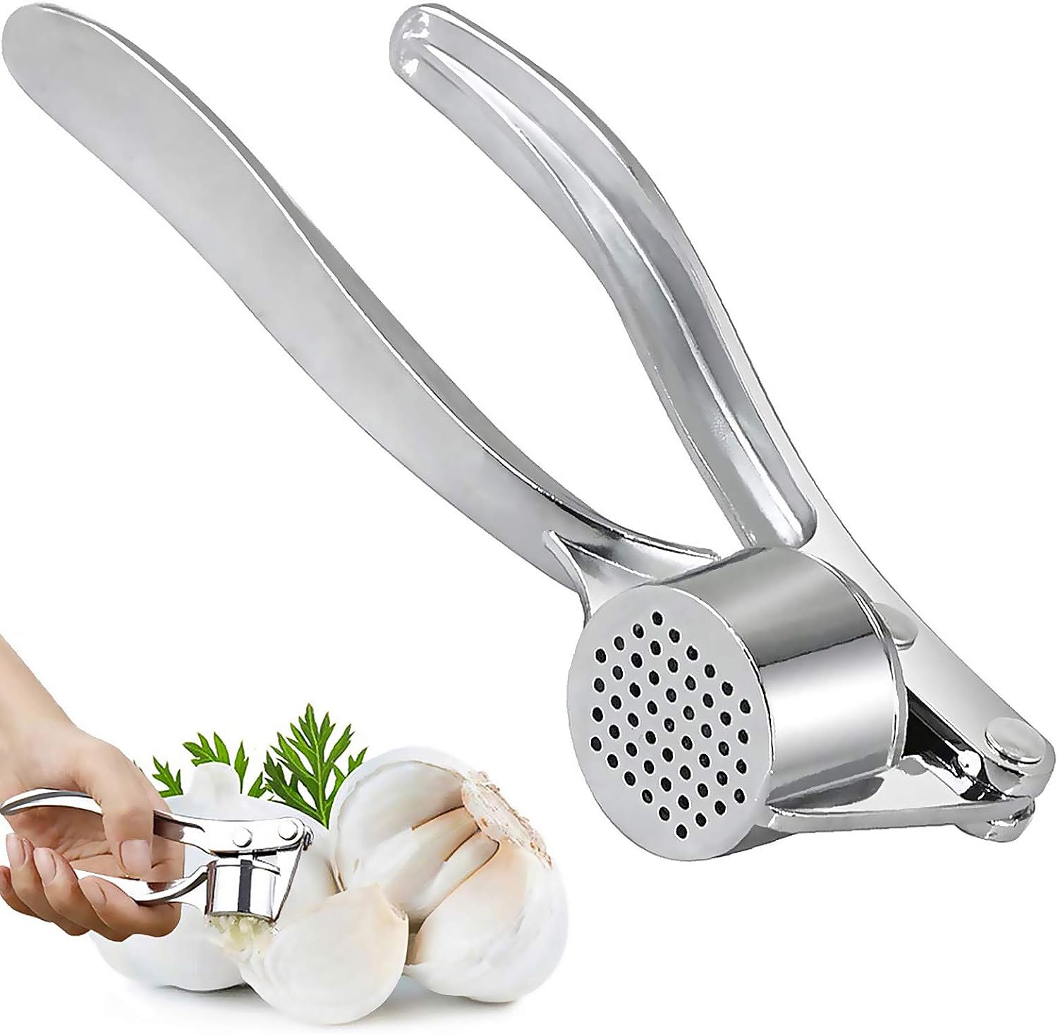 Knoblauchpresse, Knoblauchschneider Aus Edelstahl, Knoblauchpresse, Knoblauchmühle, Spülmaschinenfest, Praktisches Küchenaccessoire Für Frischen Knoblauch Und Ingwer (silber)