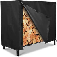 Schutzhülle Und Lagerabdeckung Für Brennholz Im Außenbereich, Wasserdichte Brennholzabdeckung – 244 X 61 X 107 Cm – Schwarz