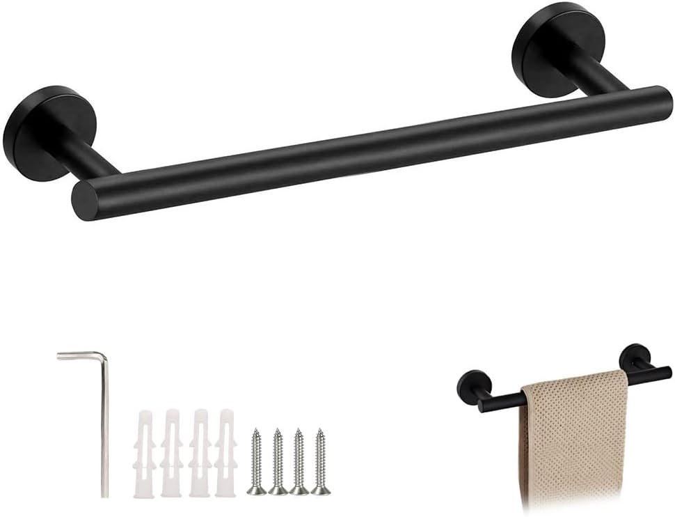 40 Cm Lange, Wandmontierte Handtuchstange Aus Edelstahl 304, Mattschwarz, Badezimmer- Oder Küchenaccessoire, Schwarz