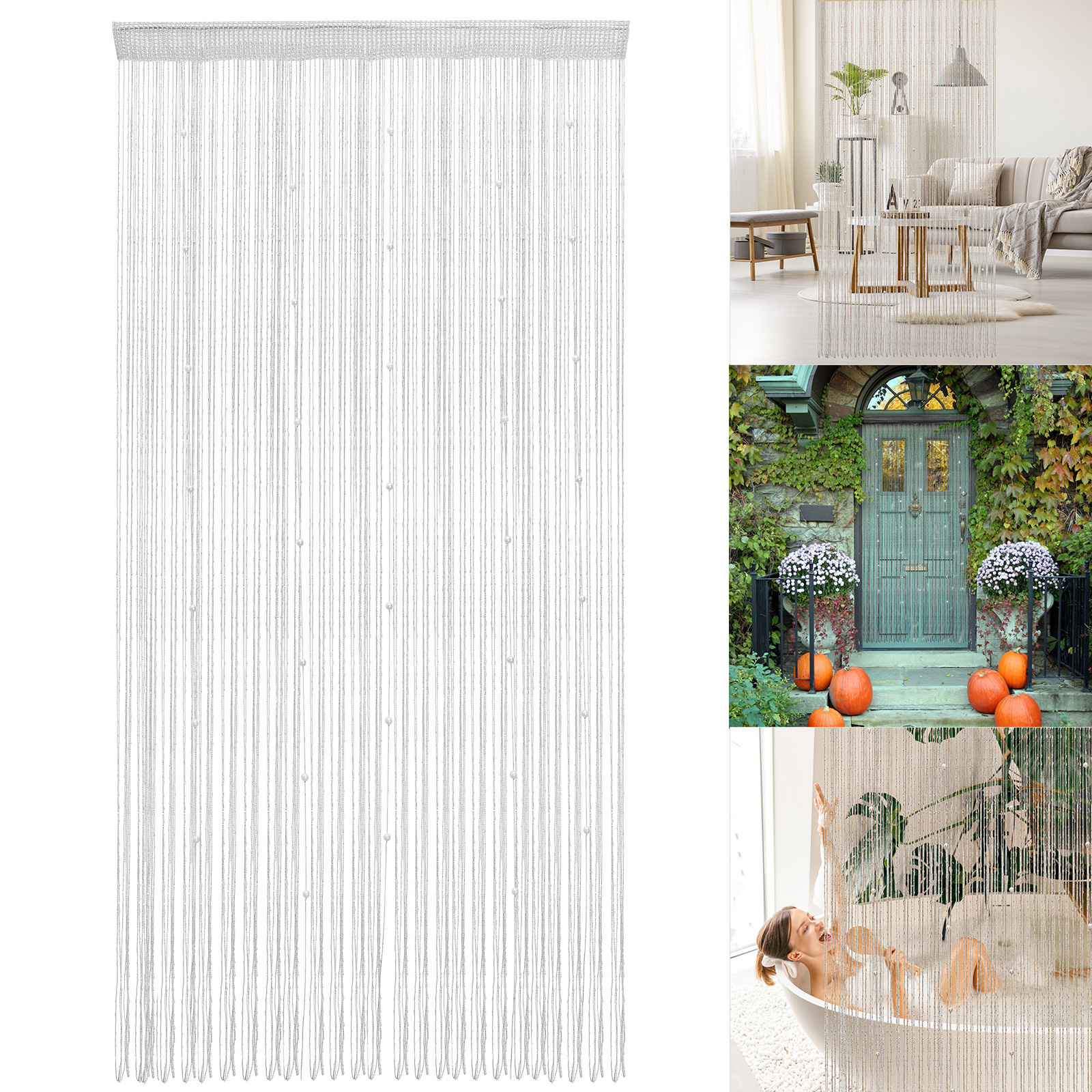 Ineasicer Perlenvorhang Für Die Tür, Raumteiler, 1x2m Perlenvorhang Für Die Tür, Innendekoration